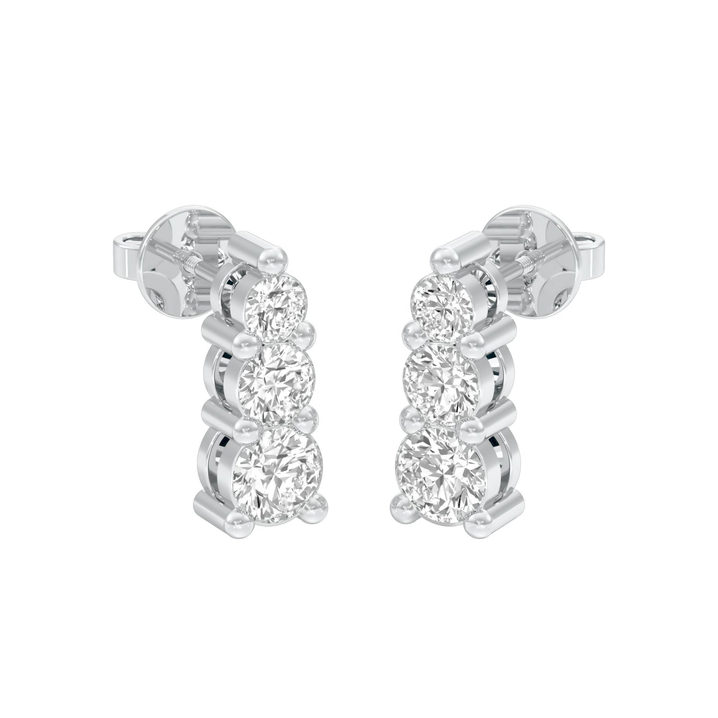 Gleam Block Diamond Stud Earrings 18 KT / White Gold