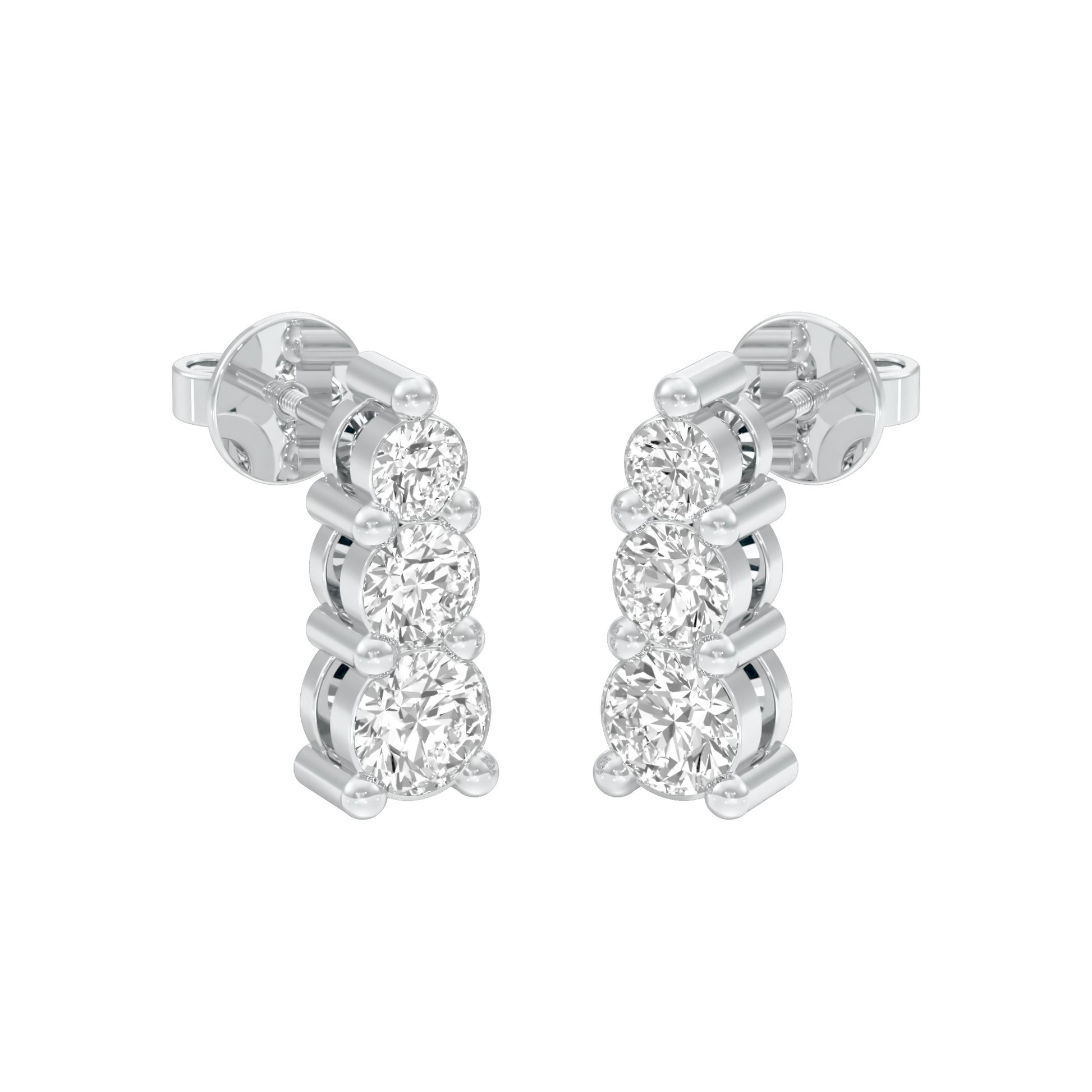 Gleam Block Diamond Stud Earrings 18 KT / White Gold