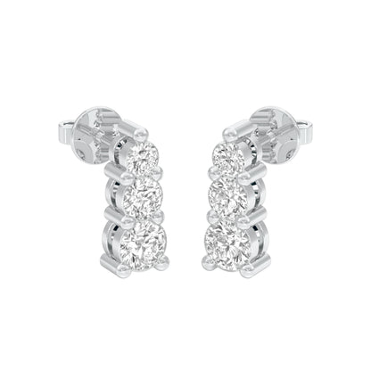 Gleam Block Diamond Stud Earrings 18 KT / White Gold