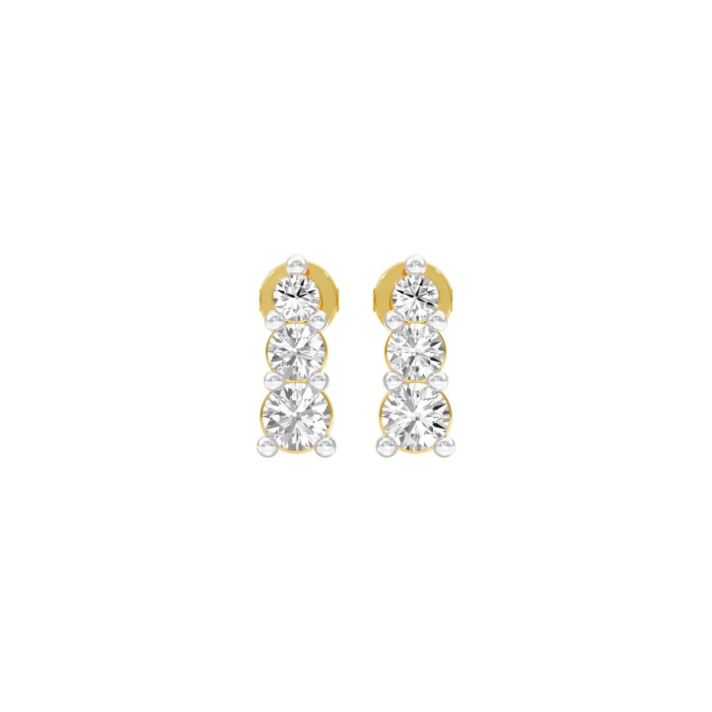 Gleam Block Diamond Stud Earrings 18 KT / Yellow Gold
