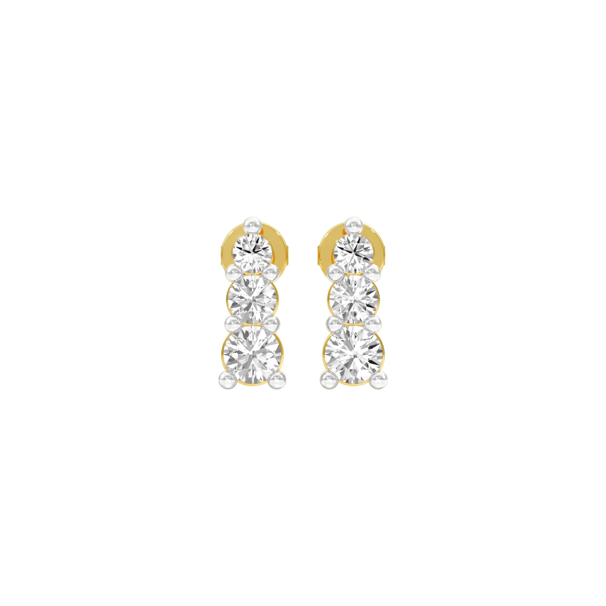 Gleam Block Diamond Stud Earrings 18 KT / Yellow Gold