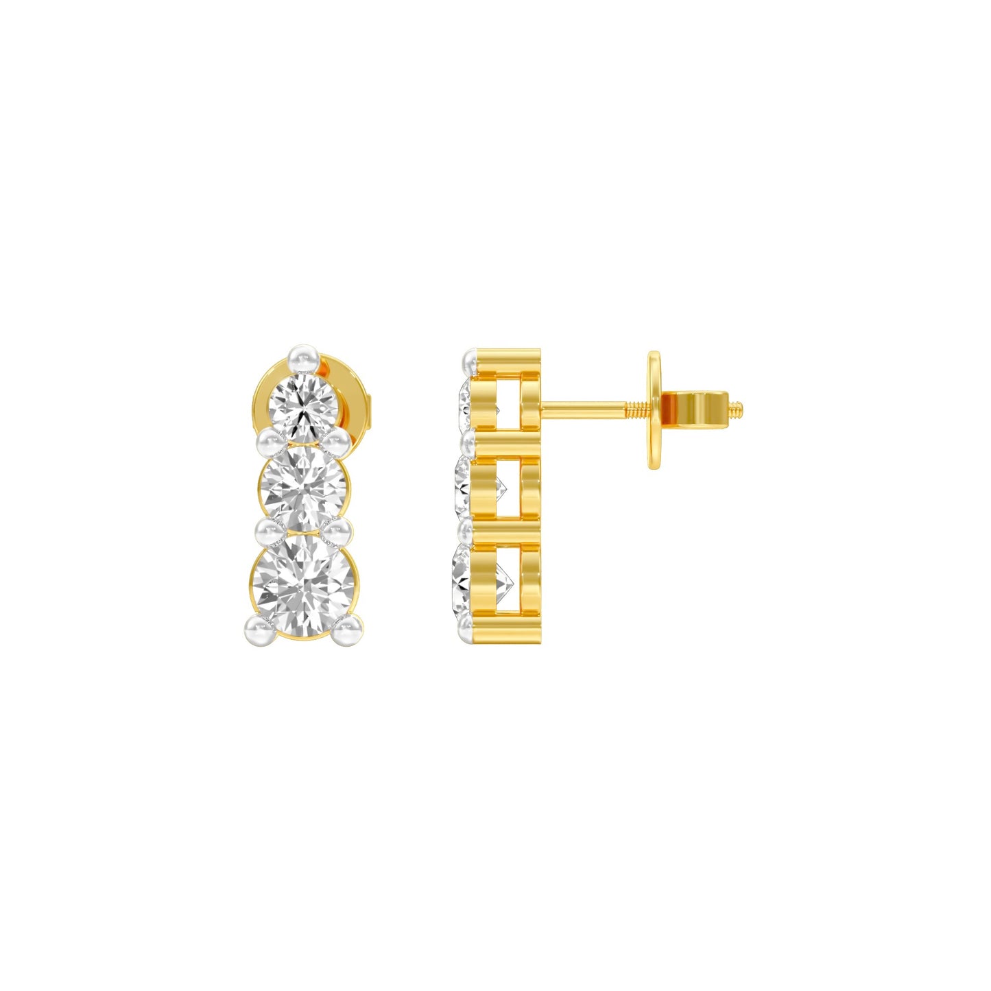 Gleam Block Diamond Stud Earrings 18 KT / Yellow Gold