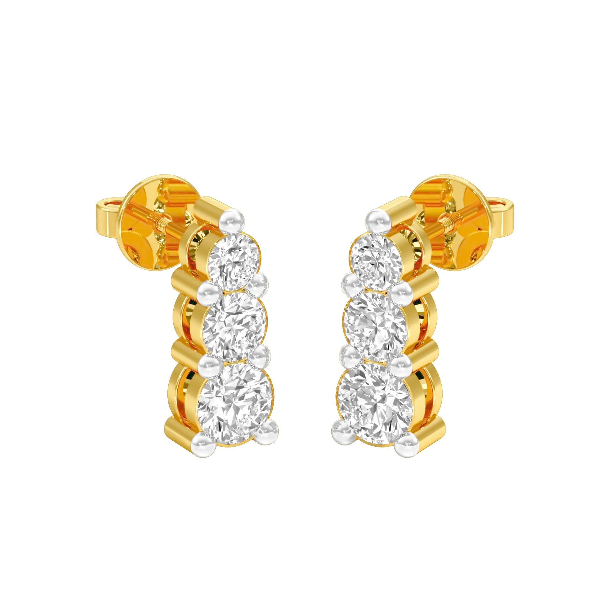 Gleam Block Diamond Stud Earrings 18 KT / Yellow Gold
