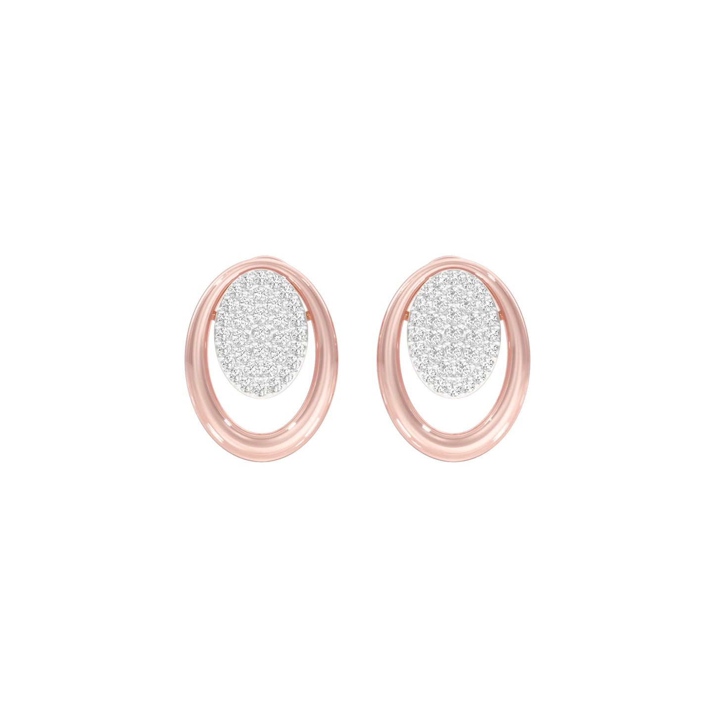 Ripple Light Diamond Stud Earrings 18 KT / Rose Gold