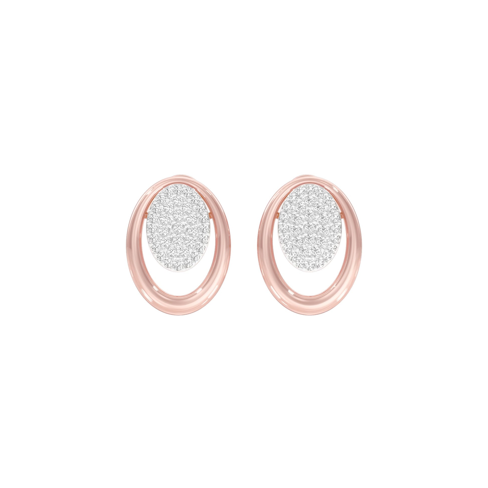 Ripple Light Diamond Stud Earrings 18 KT / Rose Gold