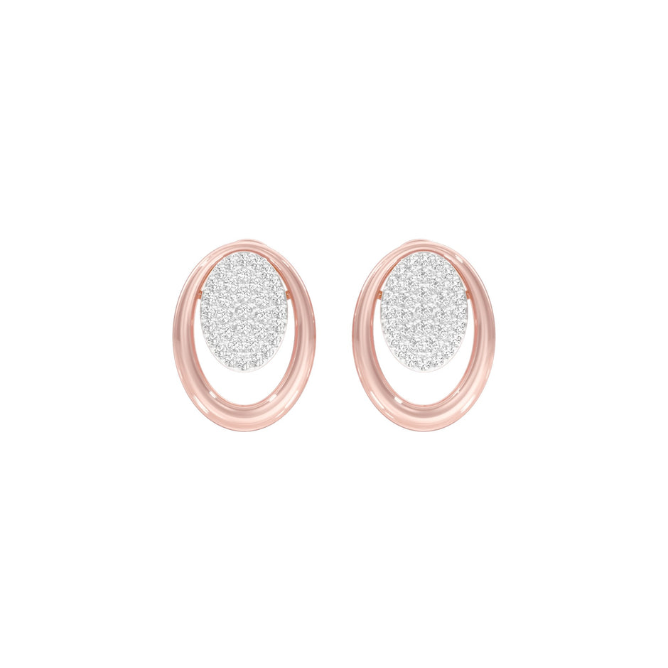 Ripple Light Diamond Stud Earrings 18 KT / Rose Gold
