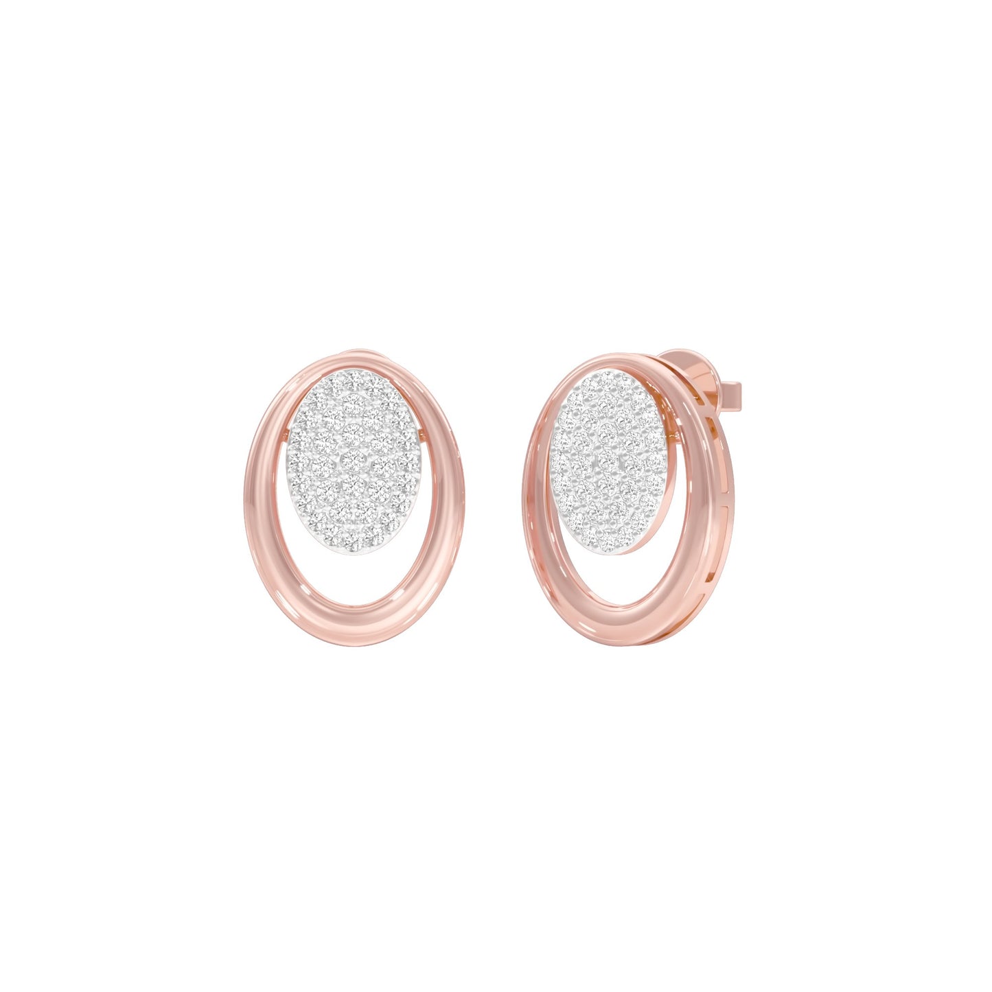 Ripple Light Diamond Stud Earrings 18 KT / Rose Gold