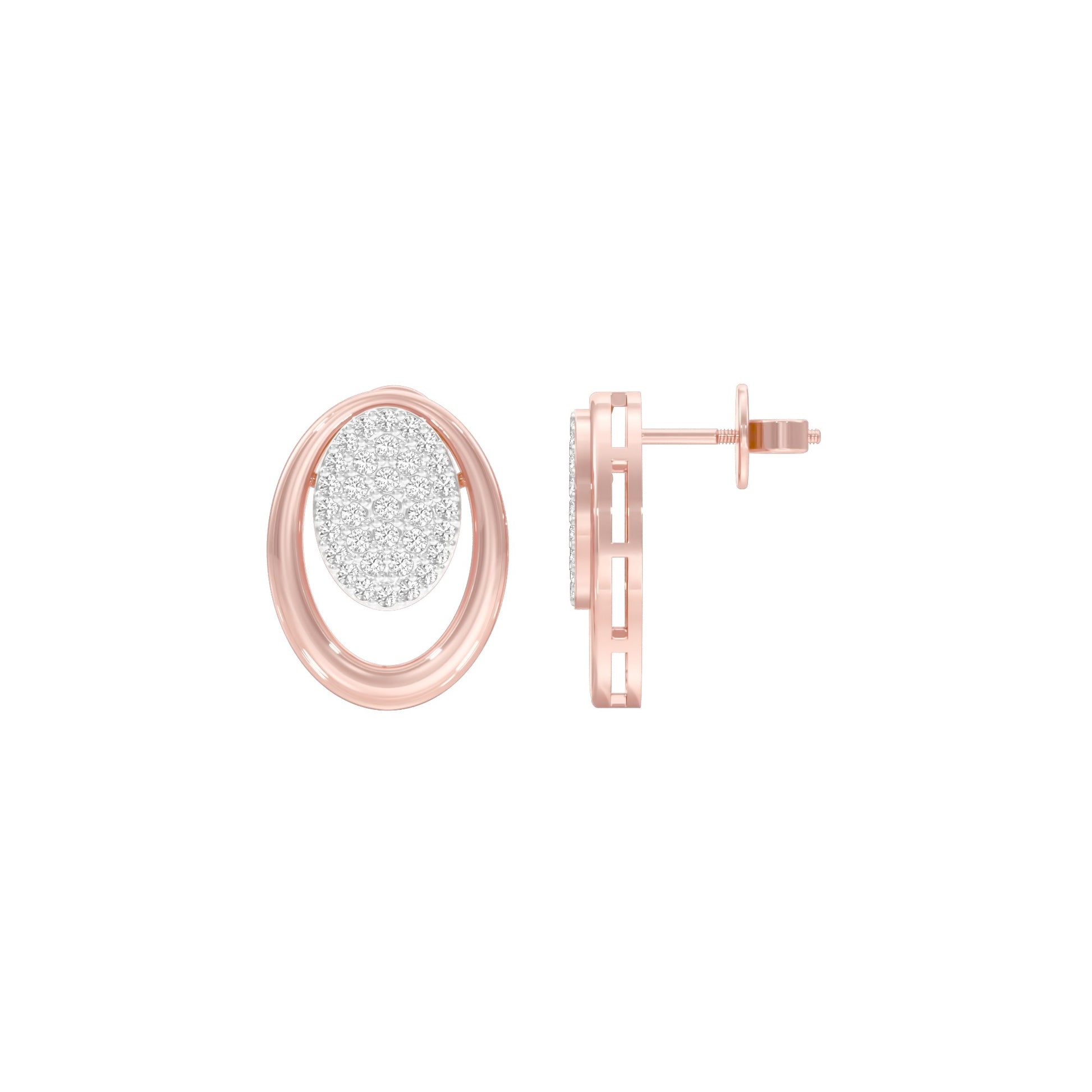 Ripple Light Diamond Stud Earrings 18 KT / Rose Gold