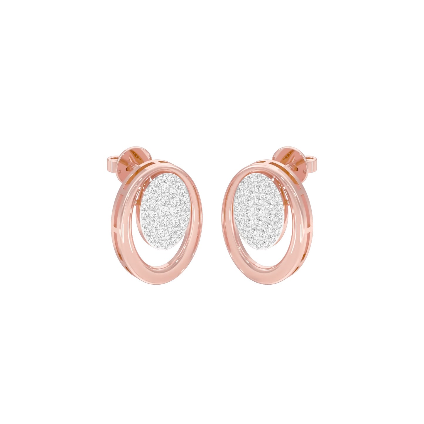 Ripple Light Diamond Stud Earrings 18 KT / Rose Gold