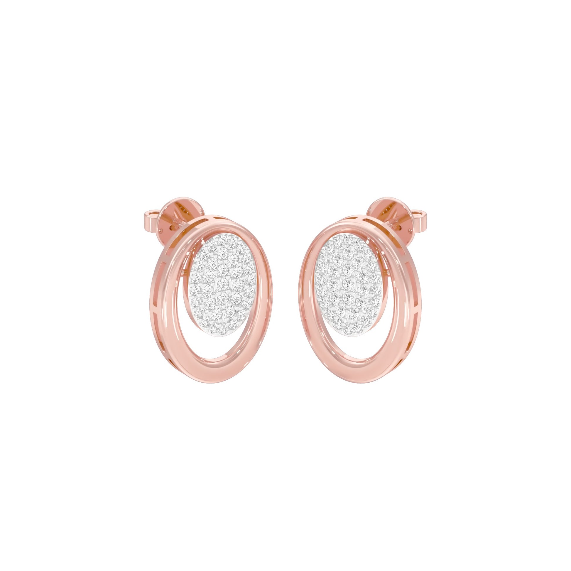 Ripple Light Diamond Stud Earrings 18 KT / Rose Gold