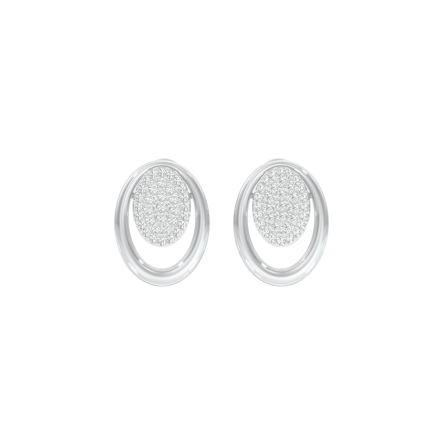 Ripple Light Diamond Stud Earrings 18 KT / White Gold