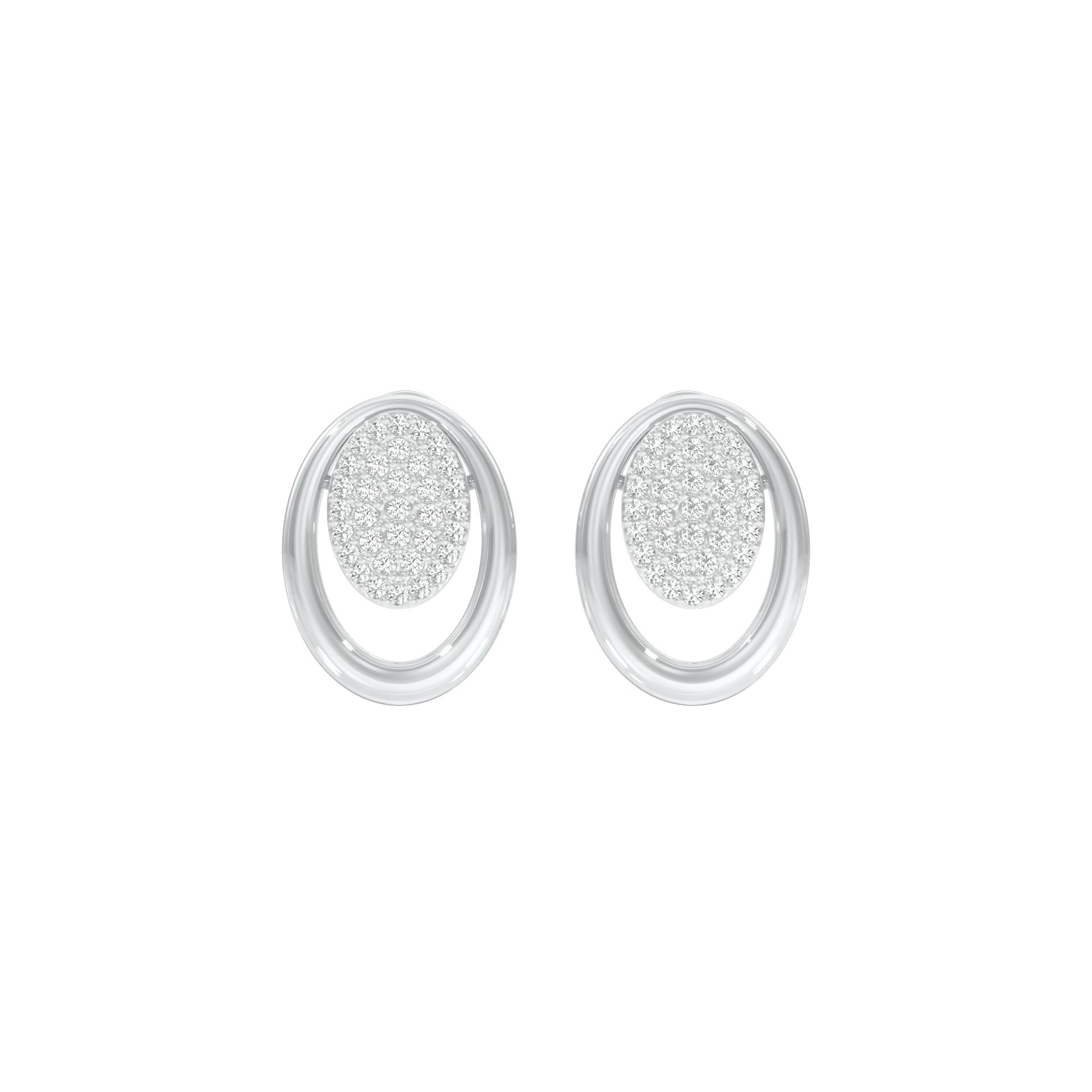 Ripple Light Diamond Stud Earrings 18 KT / White Gold