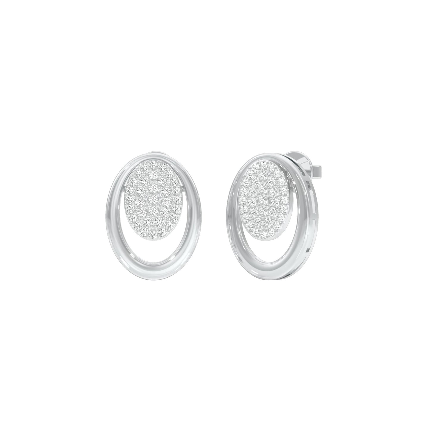 Ripple Light Diamond Stud Earrings 18 KT / White Gold