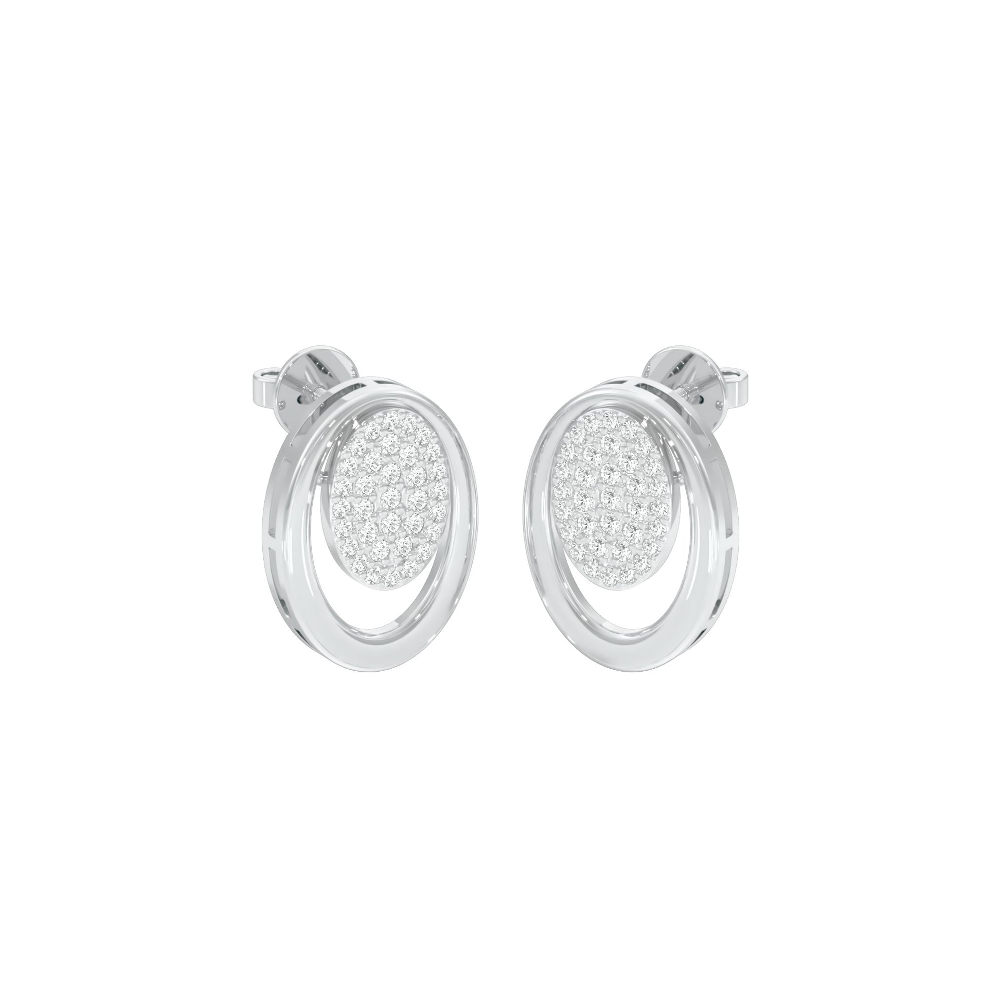 Ripple Light Diamond Stud Earrings 18 KT / White Gold
