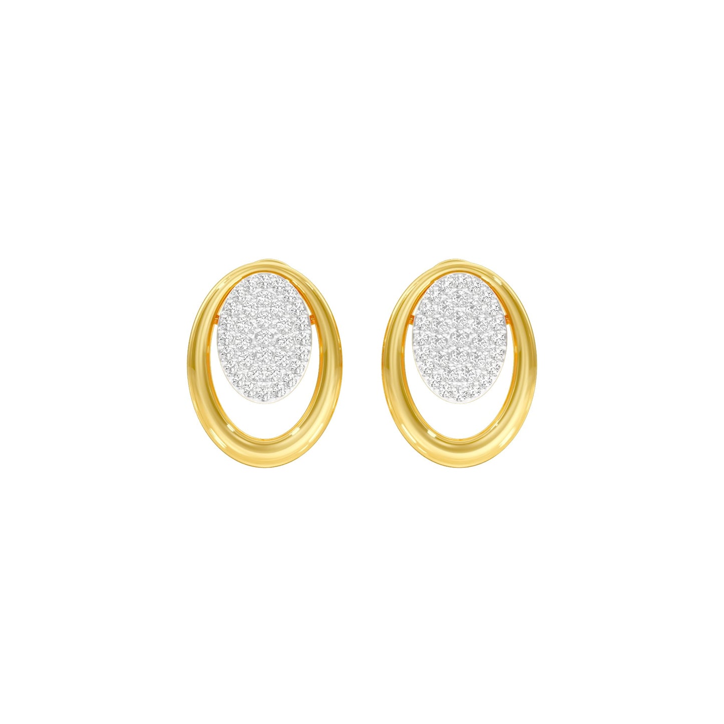 Ripple Light Diamond Stud Earrings 18 KT / Yellow Gold