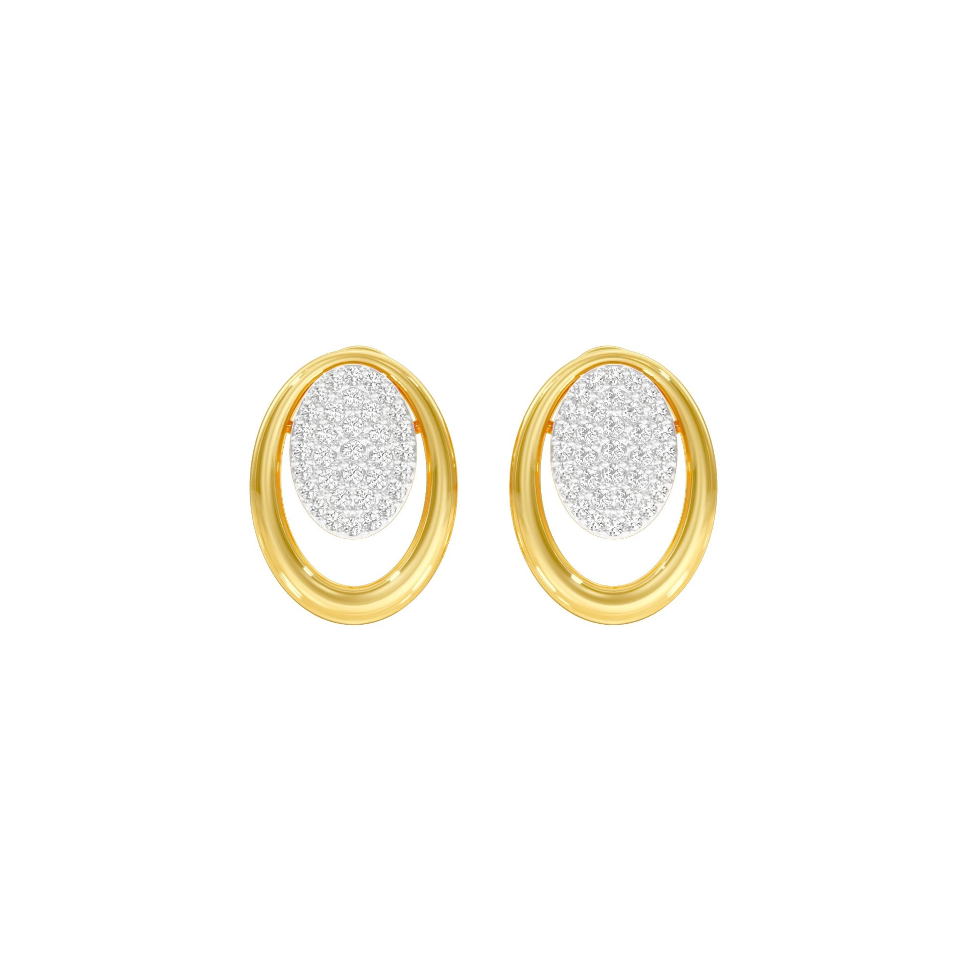 Ripple Light Diamond Stud Earrings 18 KT / Yellow Gold