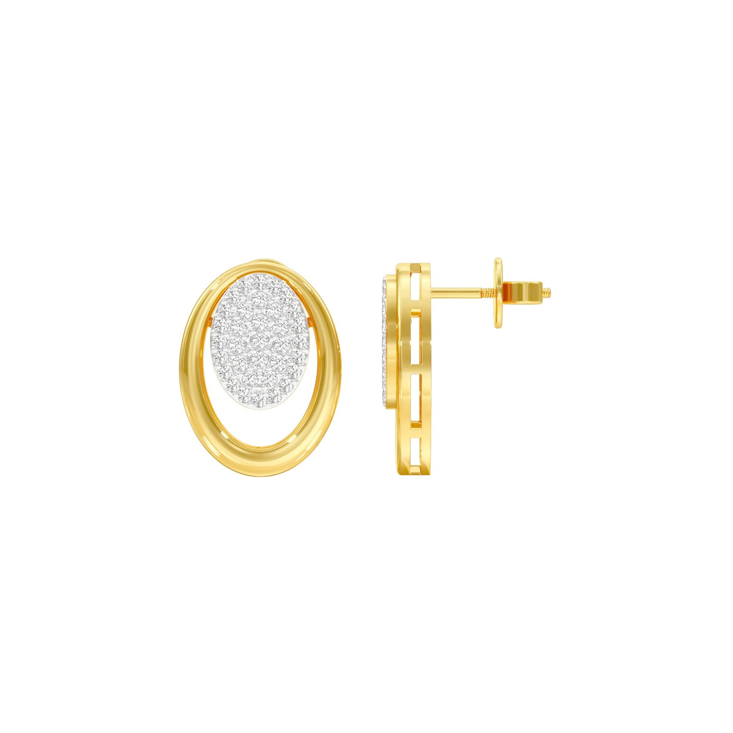Ripple Light Diamond Stud Earrings 18 KT / Yellow Gold