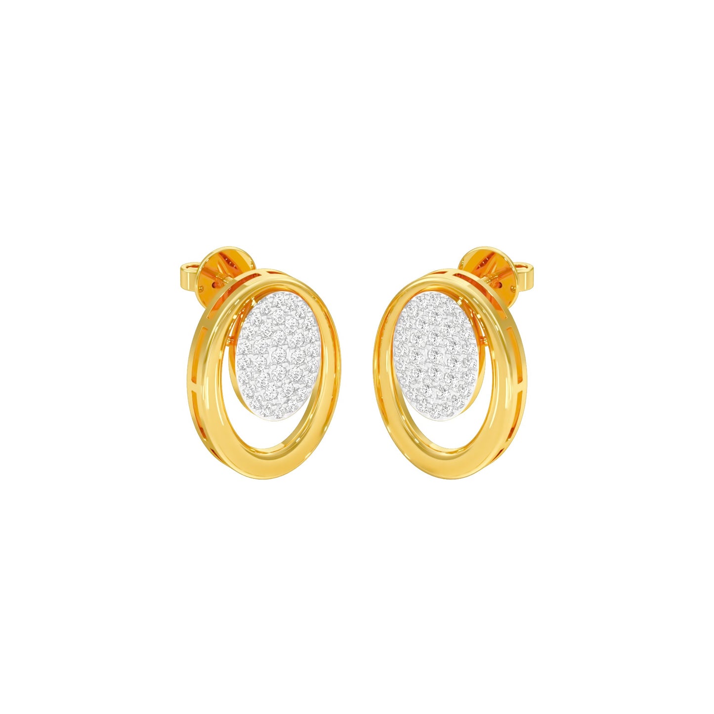 Ripple Light Diamond Stud Earrings 18 KT / Yellow Gold