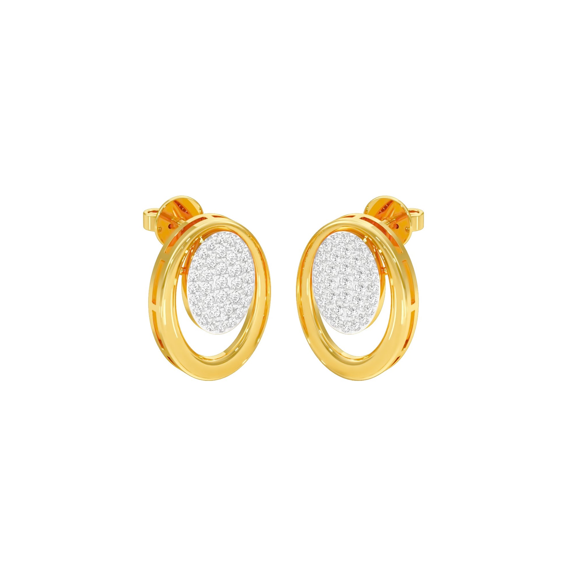 Ripple Light Diamond Stud Earrings 18 KT / Yellow Gold