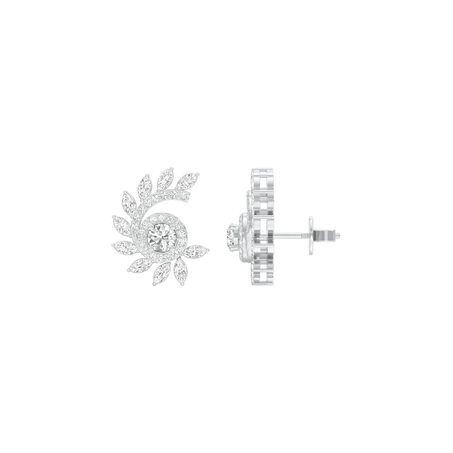 Mirage Twist Diamond Stud Earrings 18 KT / White Gold