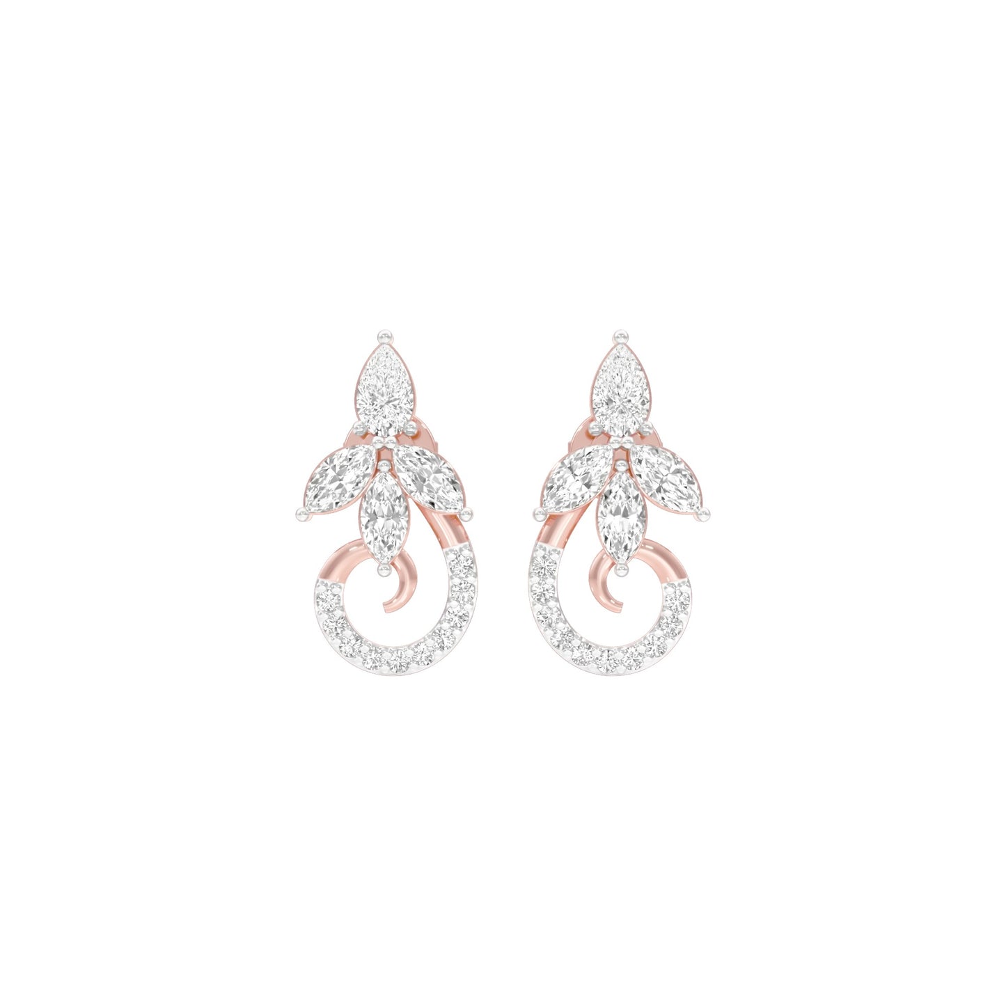 Tapered Curl Diamond Stud Earrings 18 KT / Rose Gold