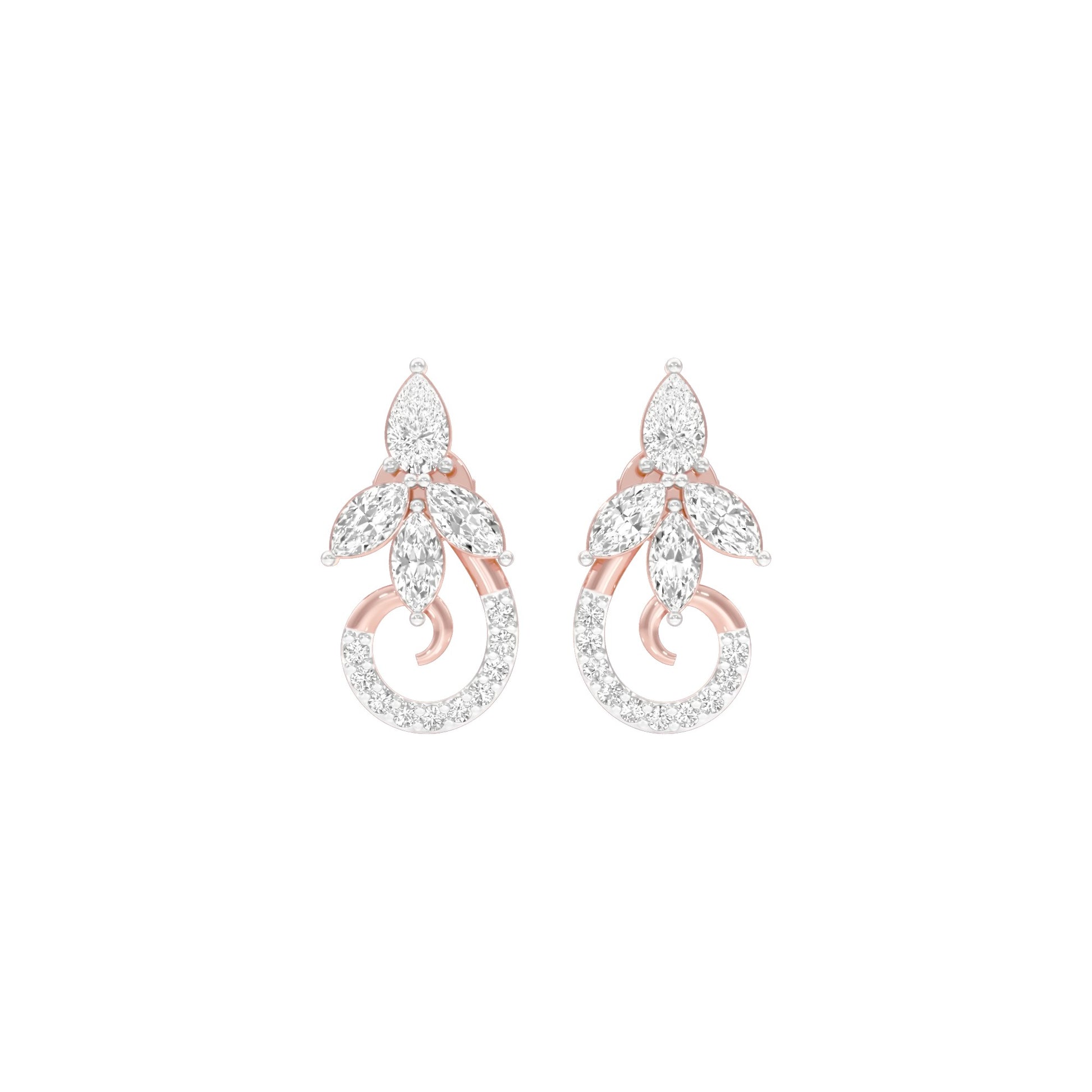 Tapered Curl Diamond Stud Earrings 18 KT / Rose Gold