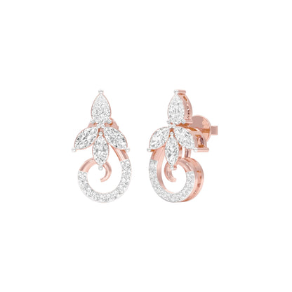 Tapered Curl Diamond Stud Earrings 18 KT / Rose Gold