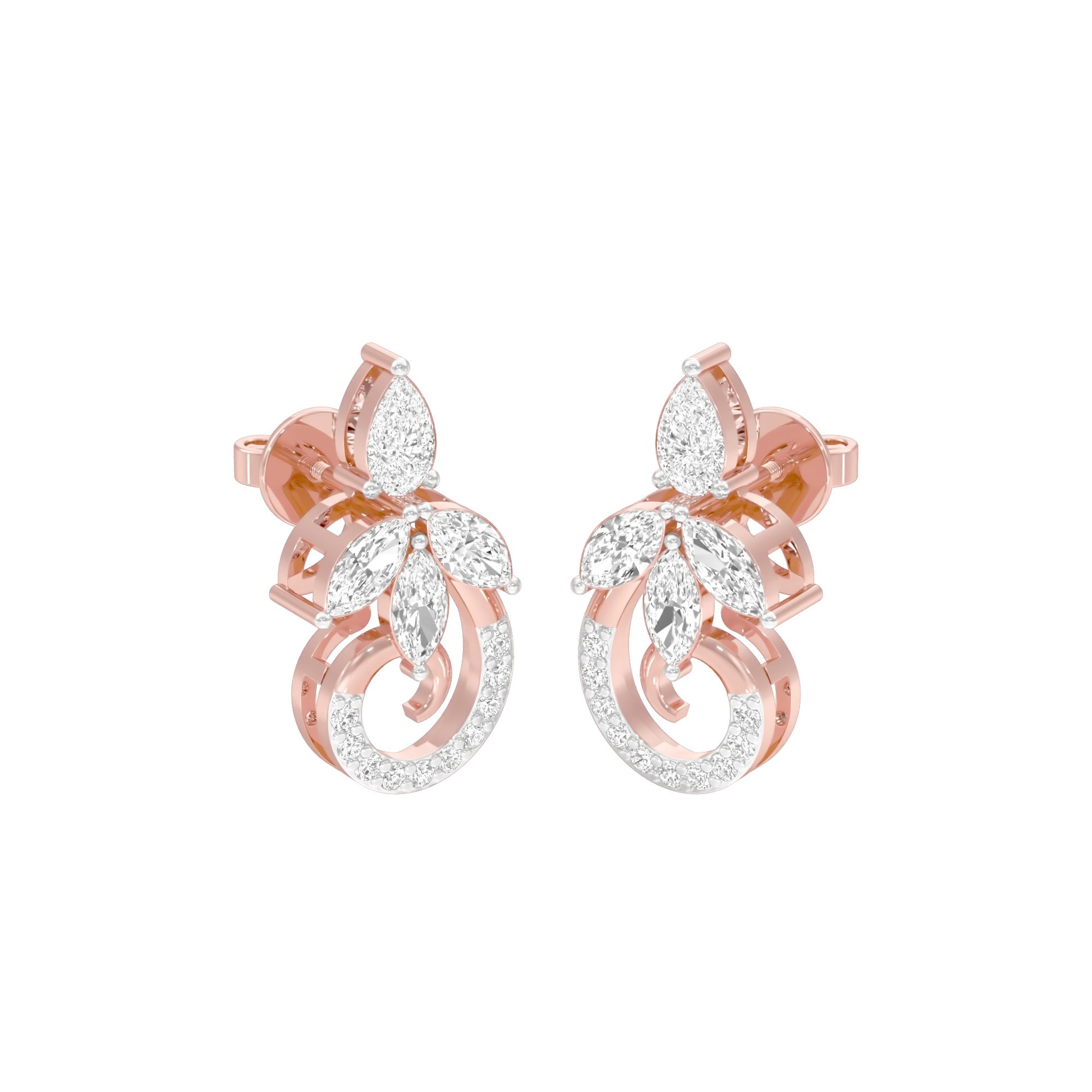 Tapered Curl Diamond Stud Earrings 18 KT / Rose Gold