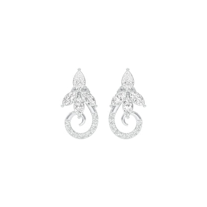 Tapered Curl Diamond Stud Earrings 18 KT / White Gold