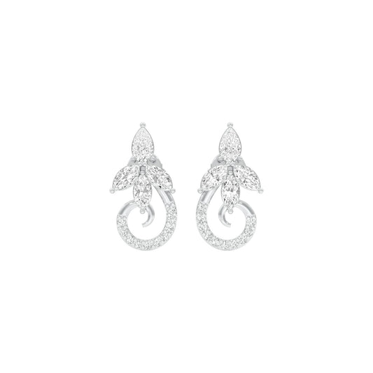 Tapered Curl Diamond Stud Earrings 18 KT / White Gold