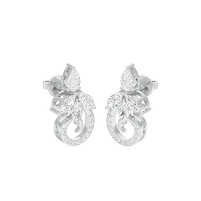 Tapered Curl Diamond Stud Earrings 18 KT / White Gold