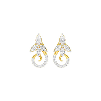 Tapered Curl Diamond Stud Earrings 18 KT / Yellow Gold
