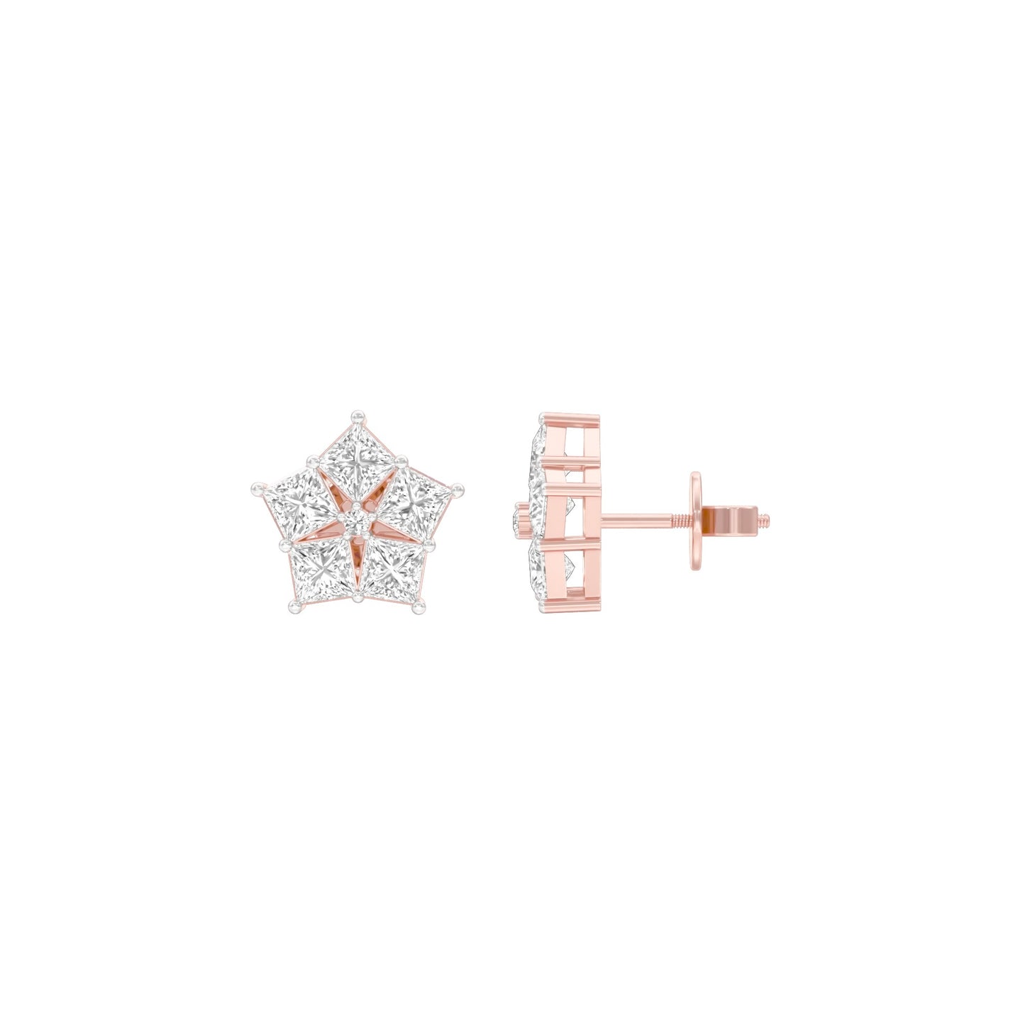 Tiny Stars Diamond Stud Earrings 18 KT / Rose Gold