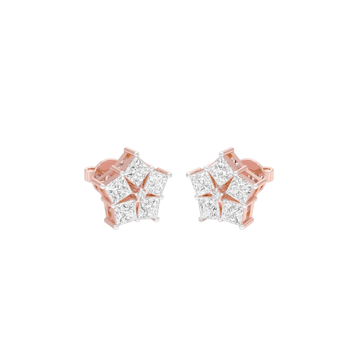 Tiny Stars Diamond Stud Earrings 18 KT / Rose Gold