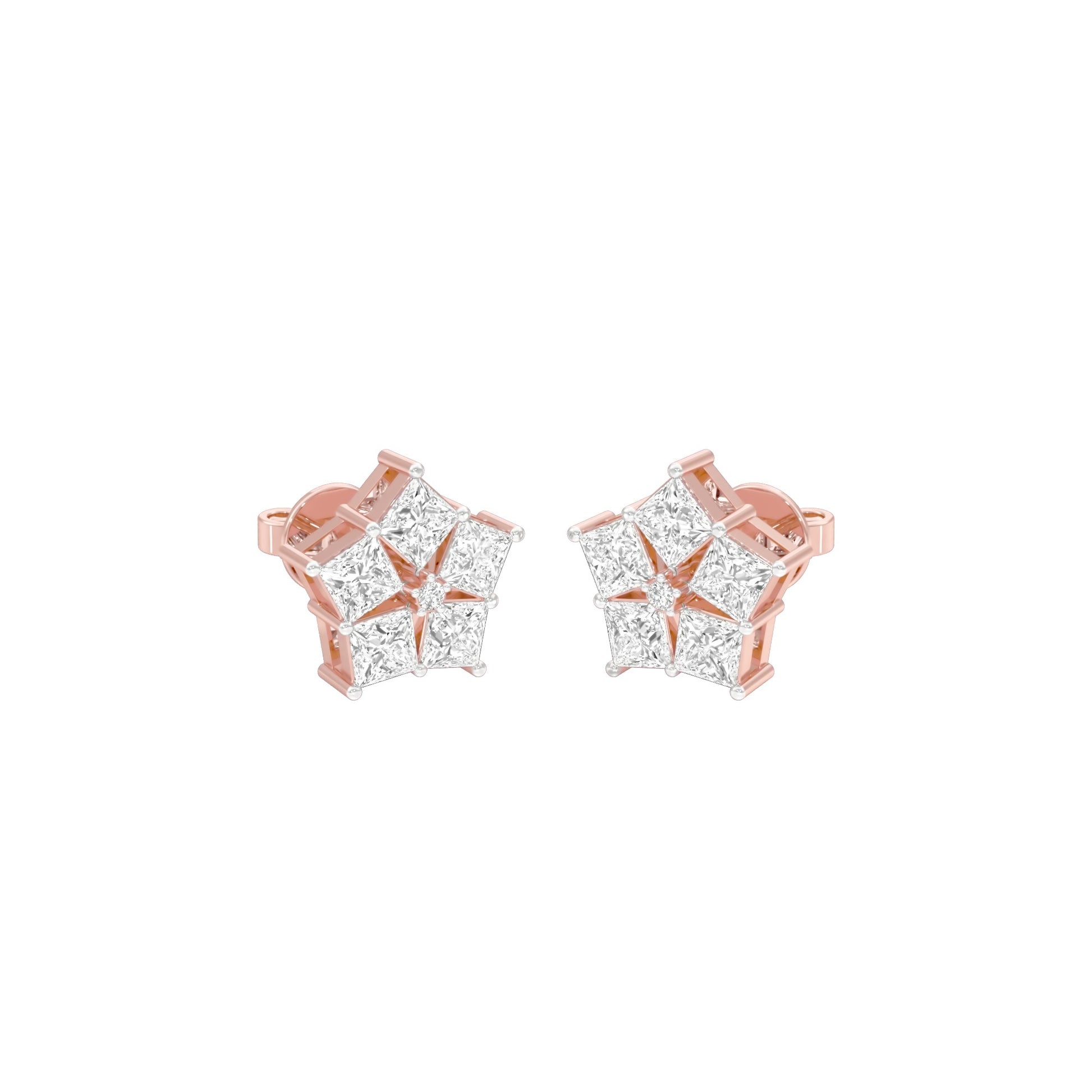 Tiny Stars Diamond Stud Earrings 18 KT / Rose Gold
