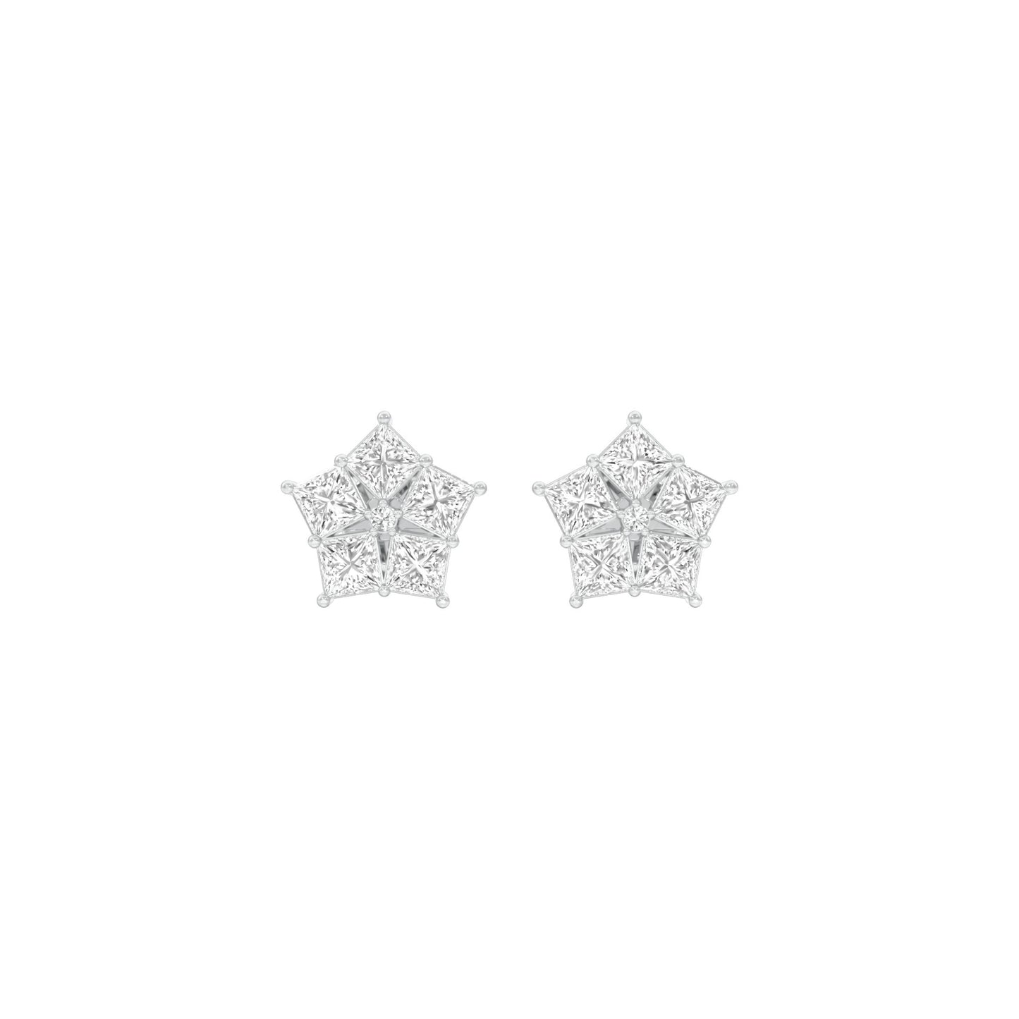 Tiny Stars Diamond Stud Earrings 18 KT / White Gold