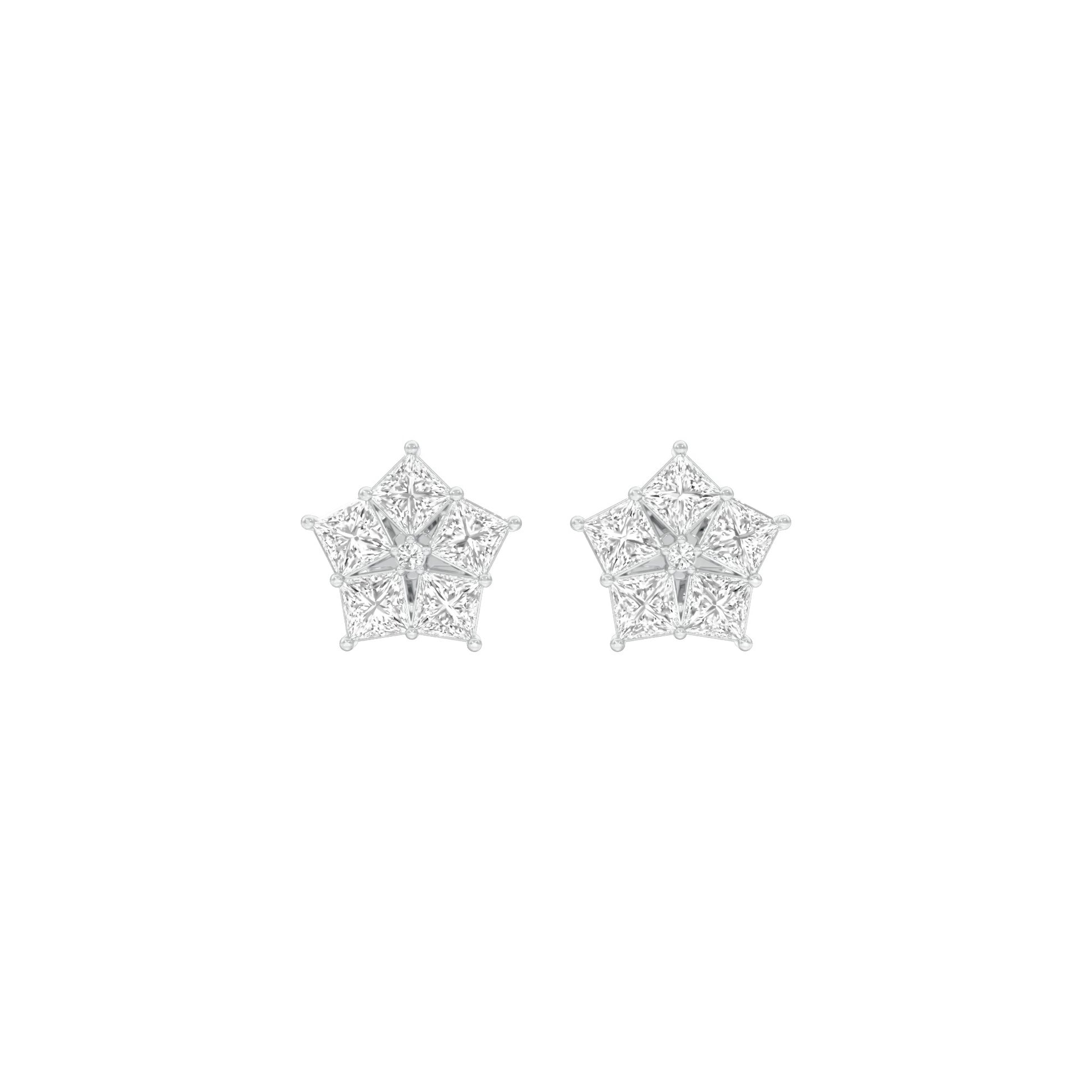Tiny Stars Diamond Stud Earrings 18 KT / White Gold