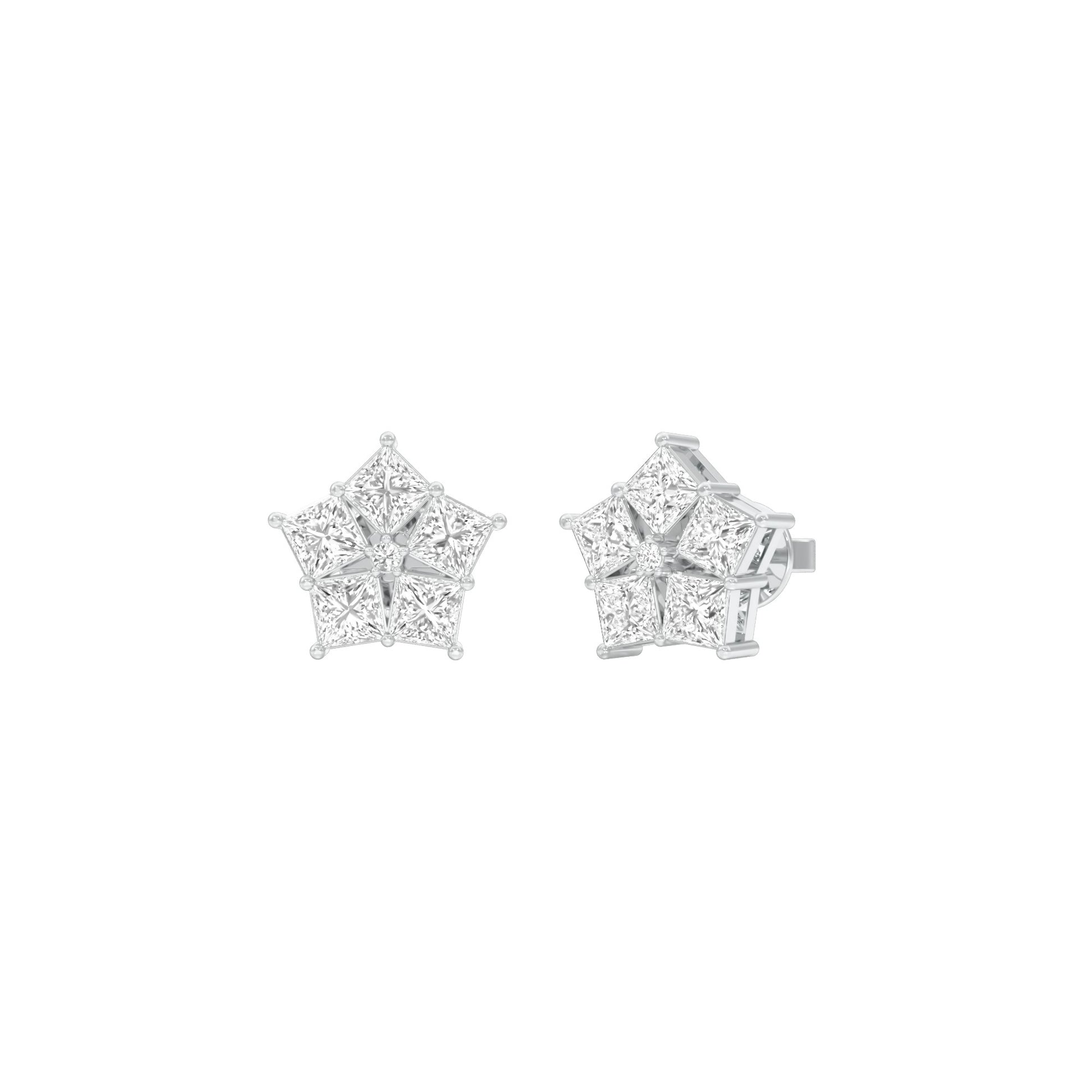 Tiny Stars Diamond Stud Earrings 18 KT / White Gold
