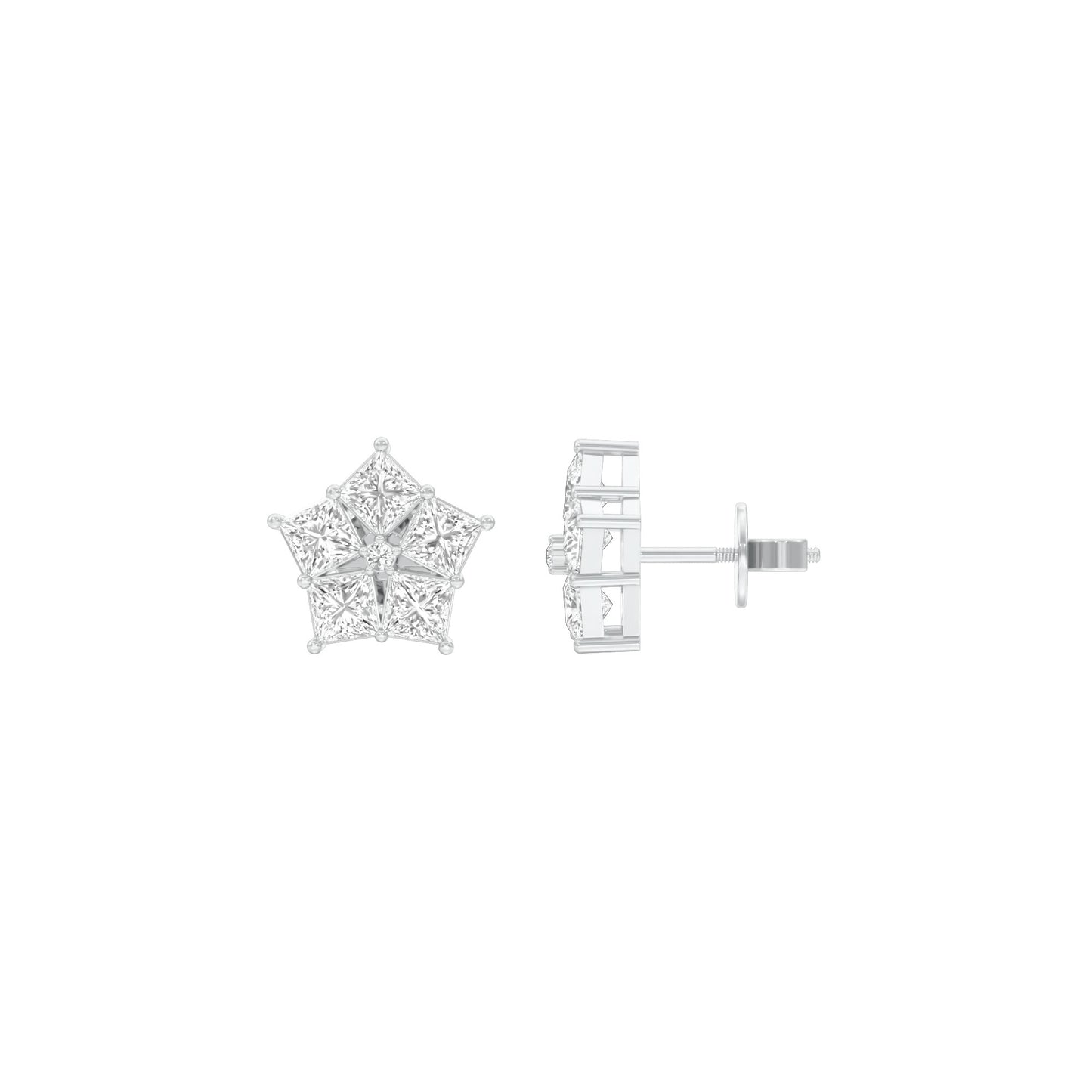 Tiny Stars Diamond Stud Earrings 18 KT / White Gold