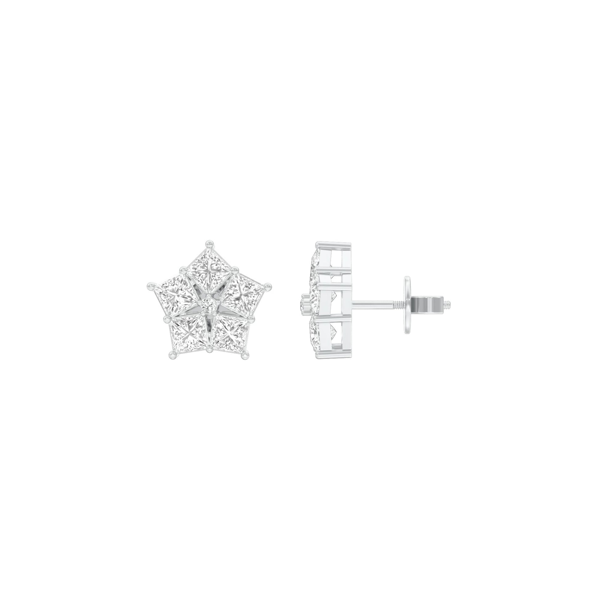 Tiny Stars Diamond Stud Earrings 18 KT / White Gold