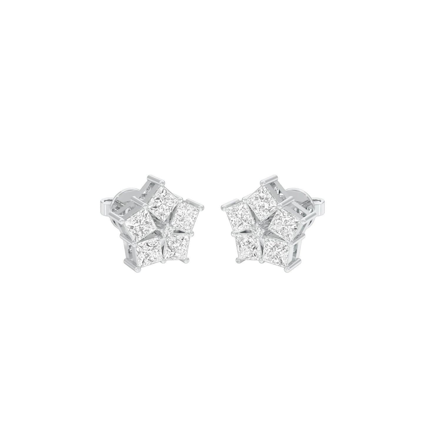 Tiny Stars Diamond Stud Earrings 18 KT / White Gold