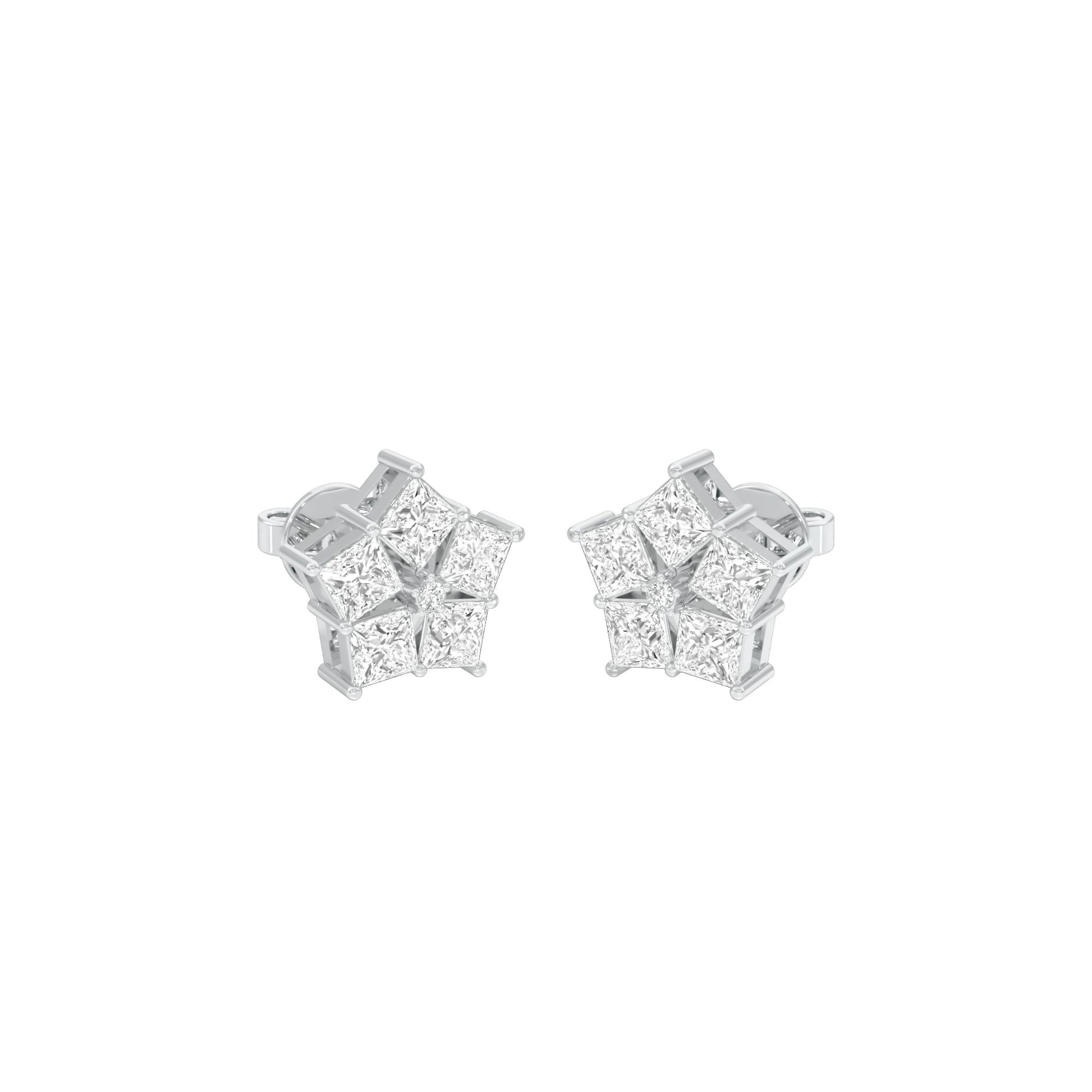 Tiny Stars Diamond Stud Earrings 18 KT / White Gold