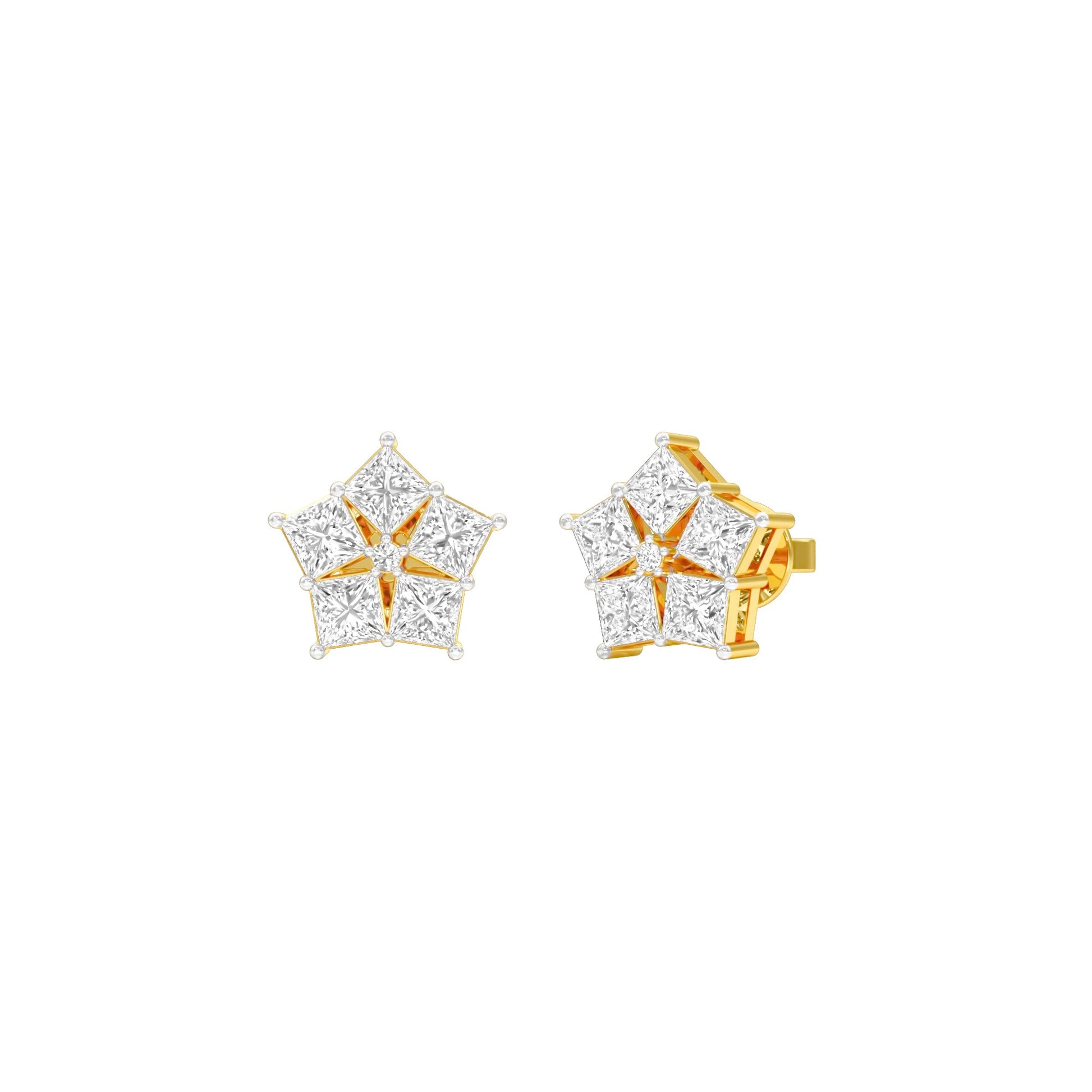 Tiny Stars Diamond Stud Earrings 18 KT / Yellow Gold