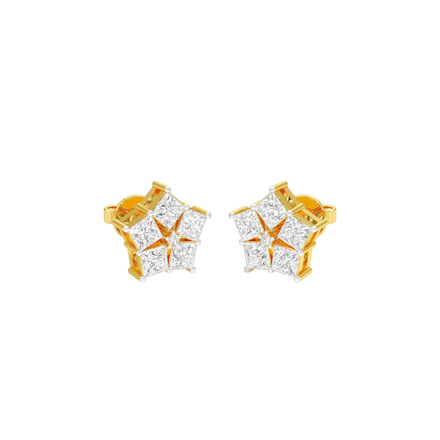 Tiny Stars Diamond Stud Earrings 18 KT / Yellow Gold