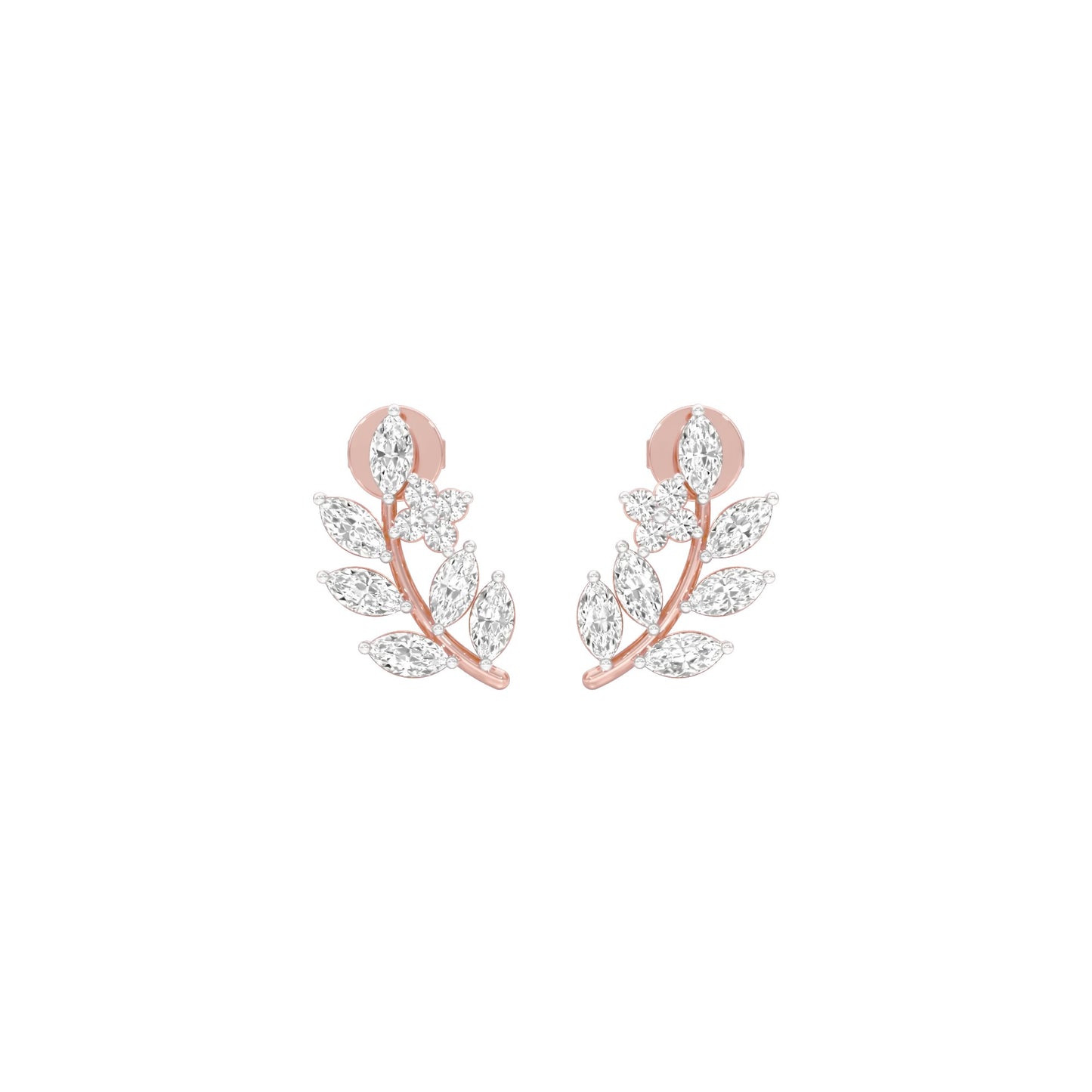 Leaf Vine Diamond Stud Earrings 18 KT / Rose Gold