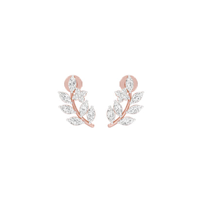 Leaf Vine Diamond Stud Earrings 18 KT / Rose Gold