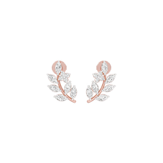 Leaf Vine Diamond Stud Earrings 18 KT / Rose Gold