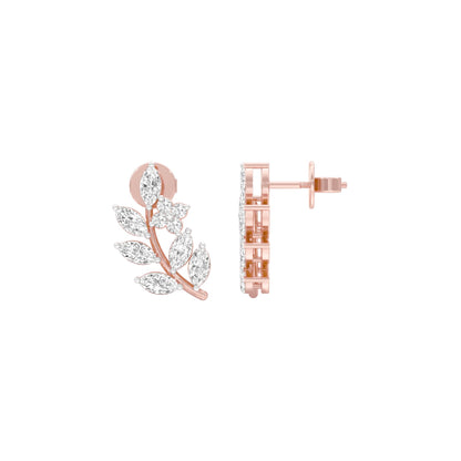 Leaf Vine Diamond Stud Earrings 18 KT / Rose Gold
