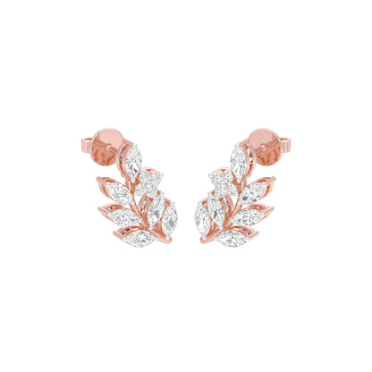 Leaf Vine Diamond Stud Earrings 18 KT / Rose Gold