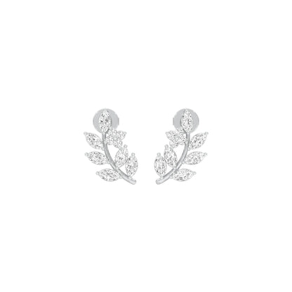 Leaf Vine Diamond Stud Earrings 18 KT / White Gold